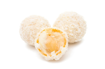 White Chocolate Candy With Coconut Topping