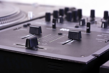 Fototapeta na wymiar DJ mixer closeup shot 