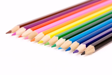 Colorful wooden pencils isolated on white background