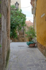 Typical Alley in small italian town Pisciotta, Campania, Italy