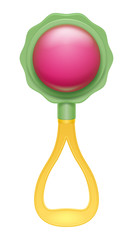 Colorful realistic baby rattle toy.