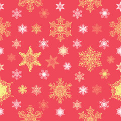 Vector Ornate Christmas Snowflakes Seamless Pattern