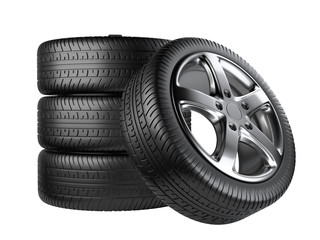 Set of four car wheels front view © Oleksandr