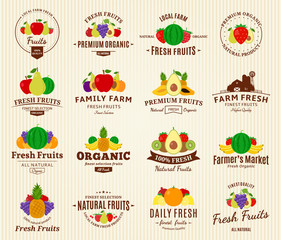 Fruits Logos, Labels and Design Elements