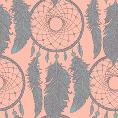 Printed roller blinds Dream catcher Seamless pattern with hand drawn dream catchers  