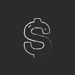 Dollar symbol icon drawn in chalk.