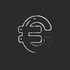 Euro symbol icon drawn in chalk.
