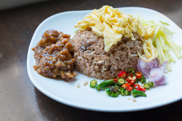 Rice Mixed with Shrimp paste, Thai food