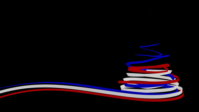 Christmas Tree From Blue, Red And White Tapes. 3D Animation. Alpha Matte. 