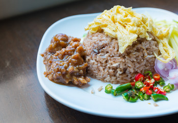 Rice Mixed with Shrimp paste, Thai food