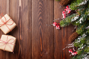Naklejka na ściany i meble Christmas wooden background