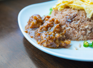 Rice Mixed with Shrimp paste, Thai food