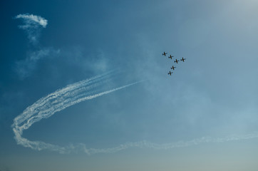 Airplanes on airshow. 