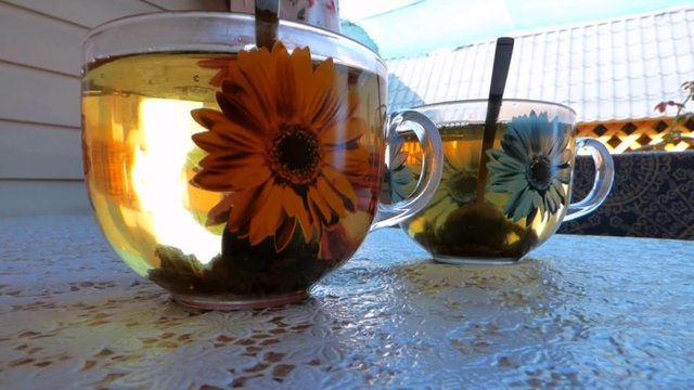 Two cups of fragrant tea