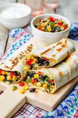 pepper corn black bean quinoa burritos