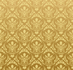 Seamless wallpaper background floral vintage gold