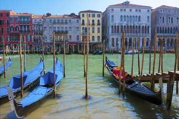 Fototapeta na wymiar View on Canal Grande with gondolas