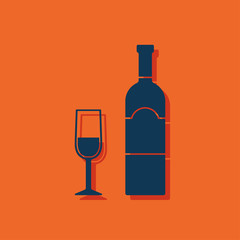 icon of wine glass with bottle