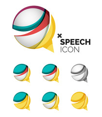 Fototapeta premium Set of abstract speech bubble and cloud icons, business logotype