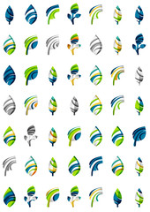 Set of abstract eco leaf icons, business logotype nature
