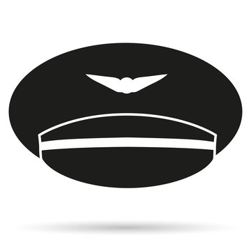 Silhouette symbol of Pilot Aviator Peaked cap.