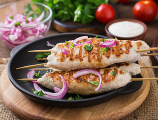 Chicken kebab with grilled vegetables