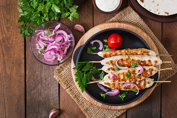 Chicken kebab with grilled vegetables