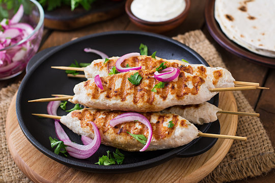 Chicken kebab with grilled vegetables