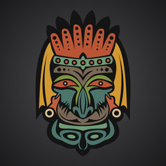 African Mask on a black background