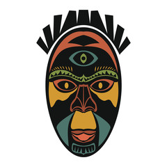 African Mask on a white background