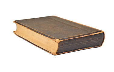 Dirty antique book, isolated on white background