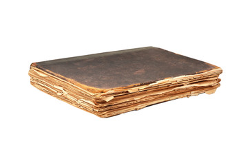 Dirty antique book, isolated on white background