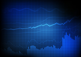 Vector : Business bar chart and line chart on grid blue backgrou