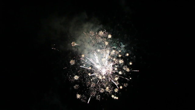 new year fireworks flashing in the night sky