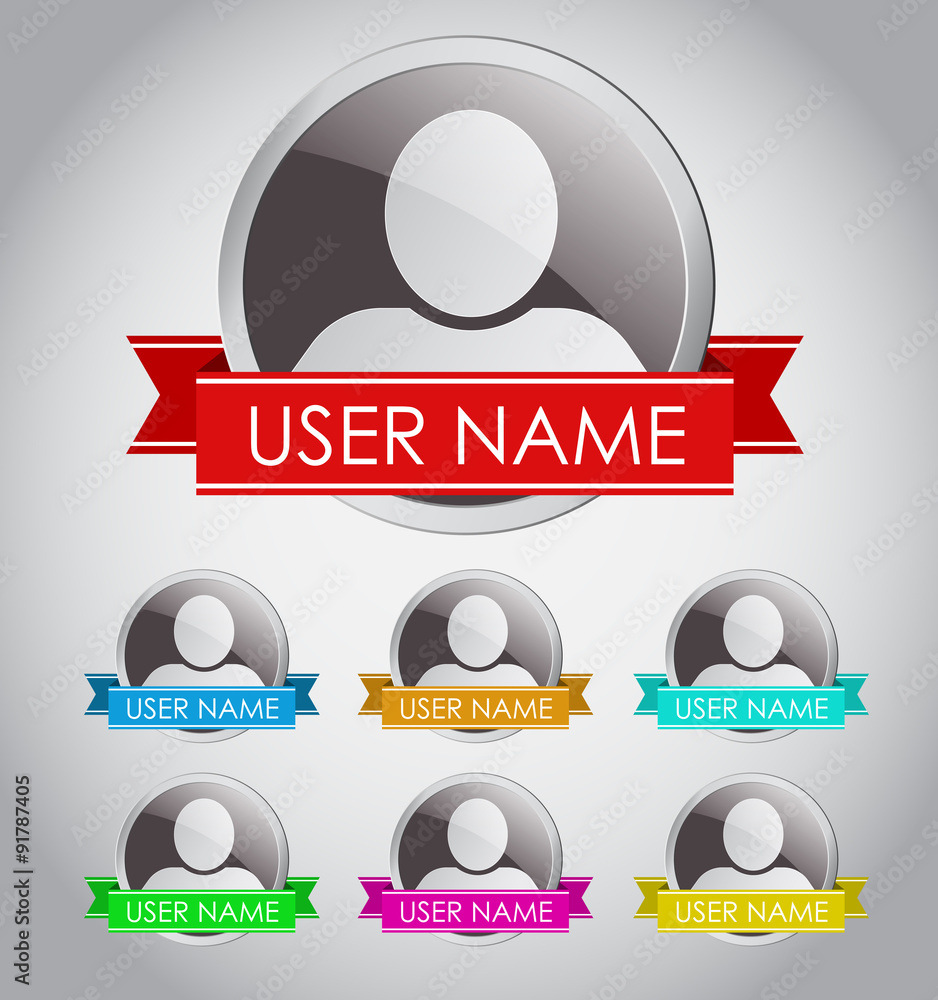 Poster set of round icons user ribbons