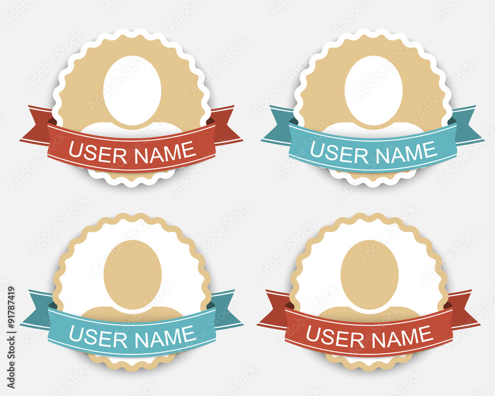 Poster Set of user icons in retro style