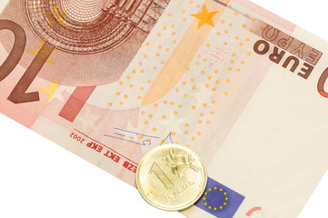 Ten euro and ruble