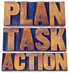 plan, task, action word abstract