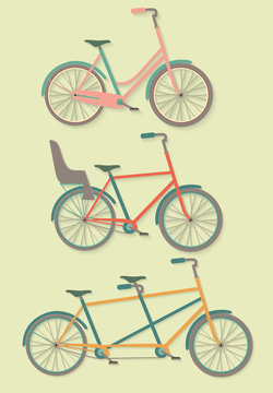 Vector Set of Bicycle. flat illustration
