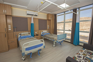 Beds in a hospital ward