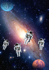 Astronauts spaceman outer space solar system planets universe. Elements of this image furnished by NASA.