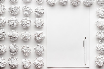 blank sheet of paper and pen creative process concept