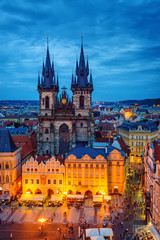 Prague Old town square, Tyn Cathedral - obrazy, fototapety, plakaty