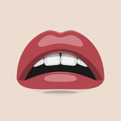 Vector Woman Mouth with white Teeth and red Lips