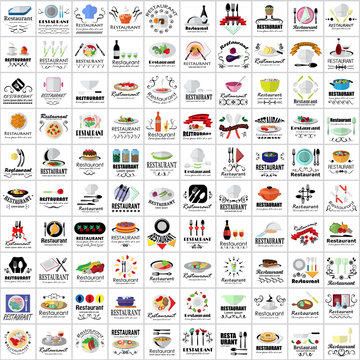 Restaurant Flat Icons Set: Vector Illustration, Graphic Design. Collection Of Colorful Icons