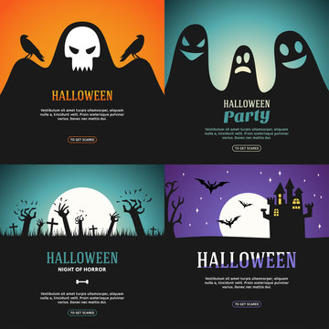 Set of Halloween Web Banners. Design Concepts for Web Banners and Promotional Materials