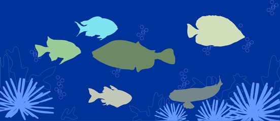 background with marine tropical fish