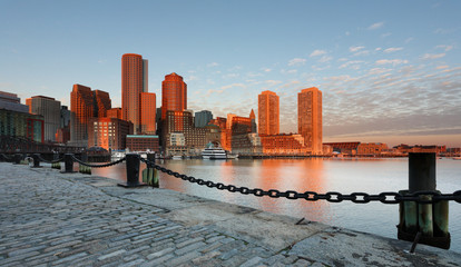 Boston Financial District at Sunrise, Boston, Massachusetts, USA