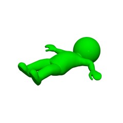 green 3D People - fall down 3 - isolated on white background