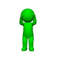 green 3D People - fear 1 - isolated on white background
